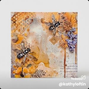 Yellow Bee Floral Canvas Wall Art